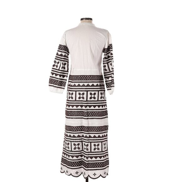 Julia Amory Scalloped Hem Caftan Dress in Brown Extra Small - Picture 2 of 4